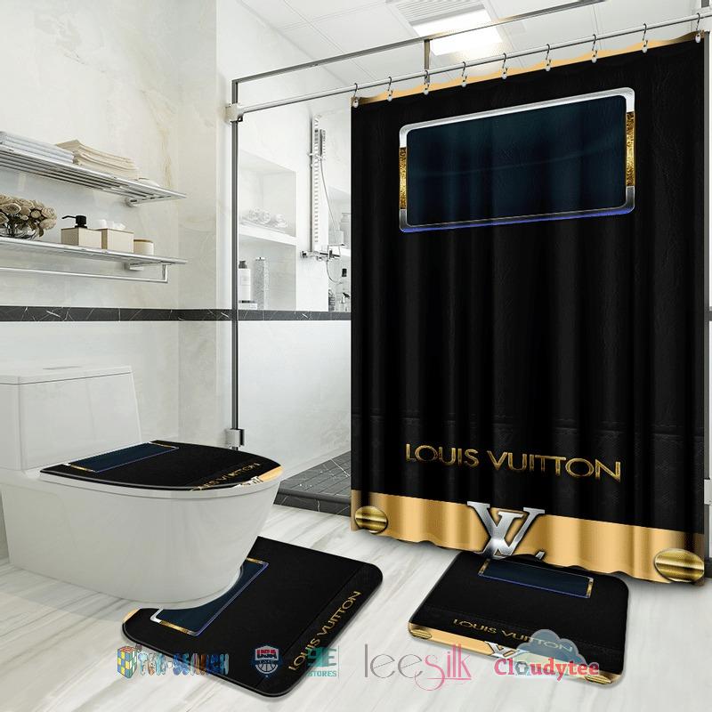 Louis vuitton luxury bathroom set shower curtain style 12