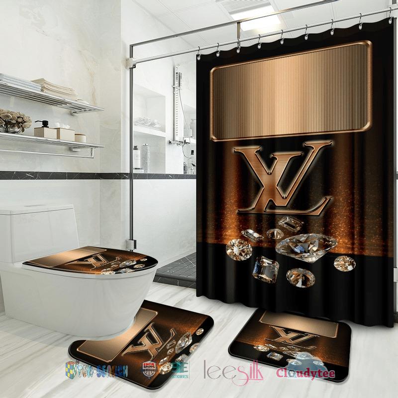 Louis vuitton luxury bathroom set shower curtain style 15