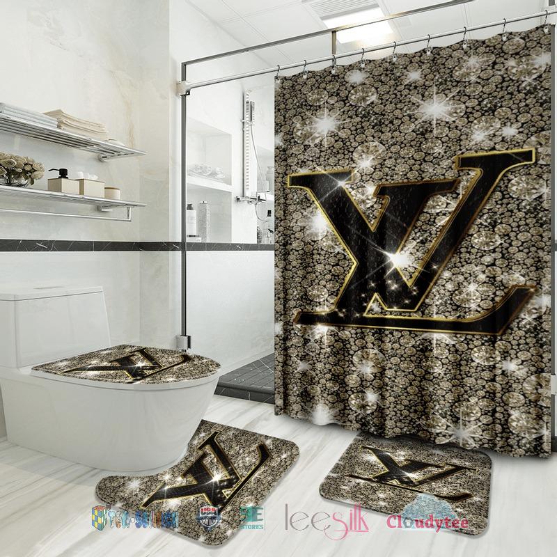 Louis vuitton luxury bathroom set shower curtain style 28