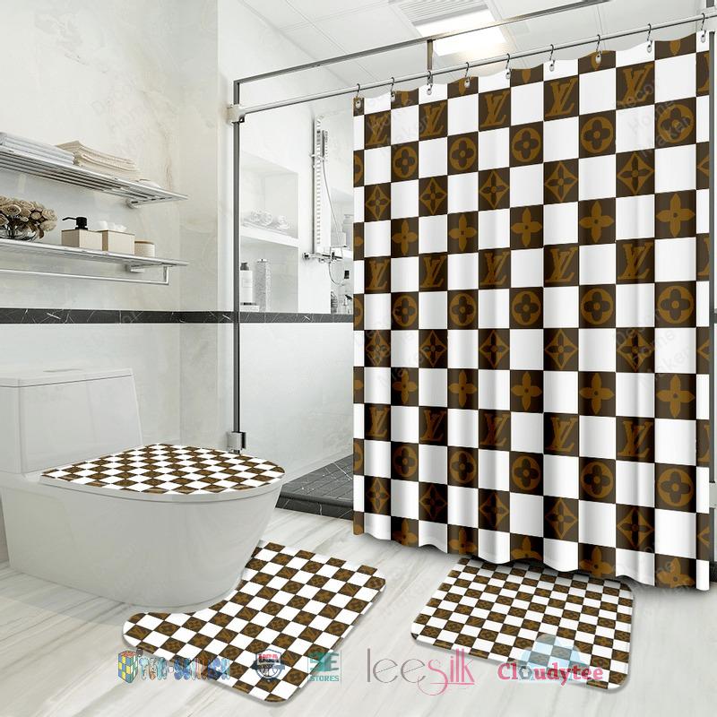 Louis vuitton luxury bathroom set shower curtain style 36
