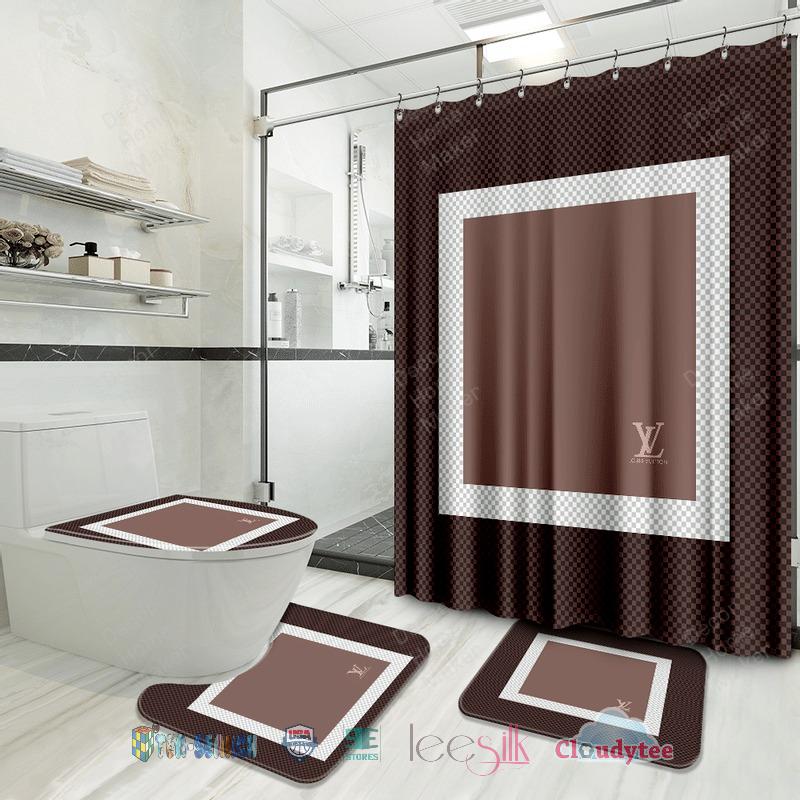 Louis vuitton luxury bathroom set shower curtain style 42
