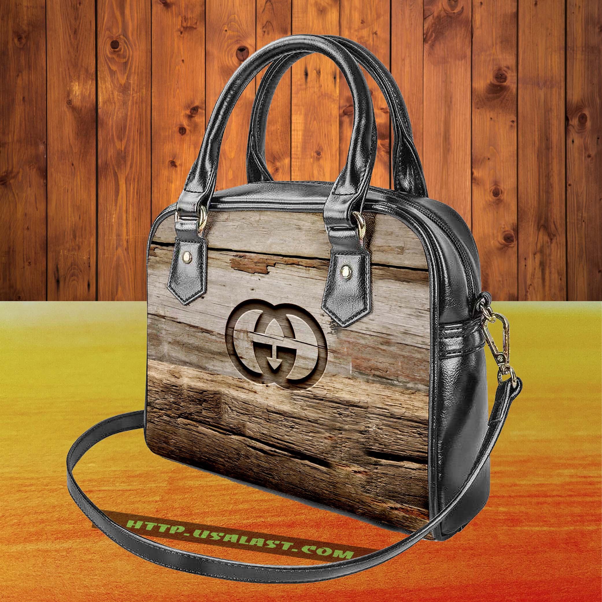 Gucci wood logo luxury brand shoulder handbag v30 luxury