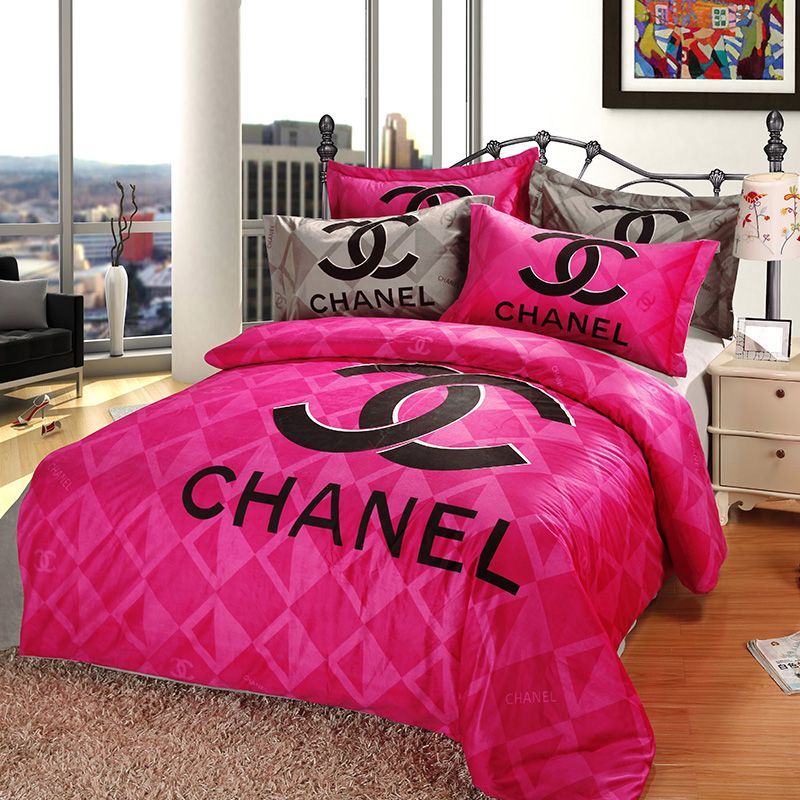 Coco chanel hot pink bedding set