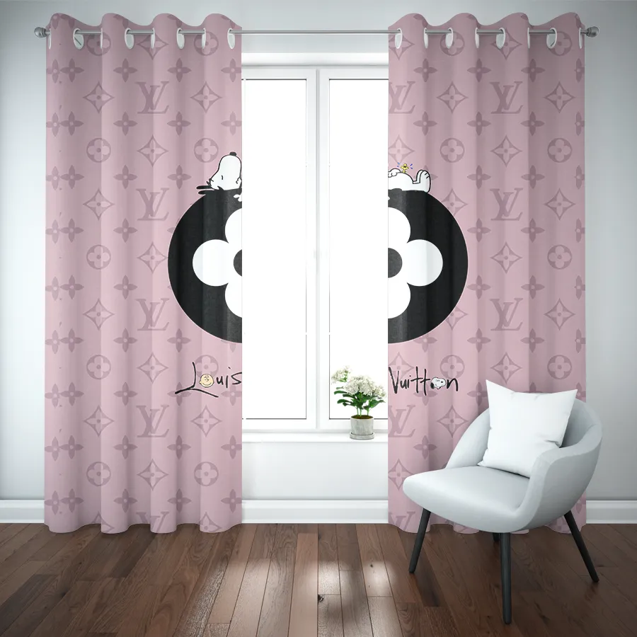 
                louis vuitton snoopy pinky luxury fashion window curtain home decor
            