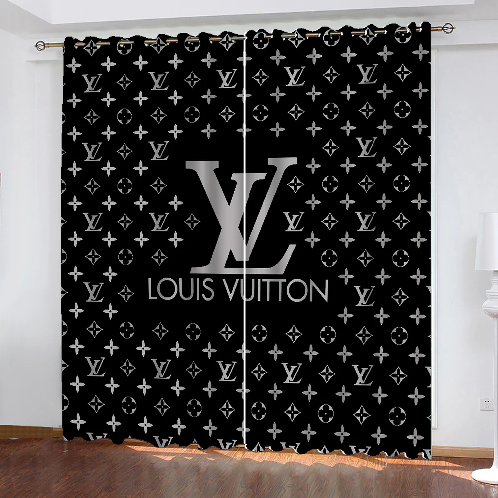 
                louis vuiton black logo fashion luxury brand window curtain home decor
            