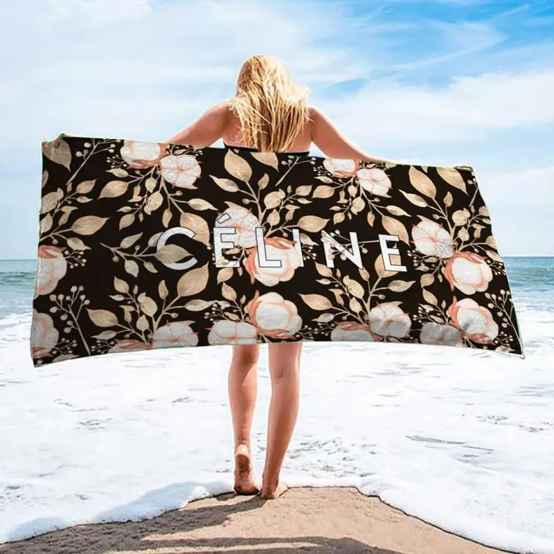 Celine Flower Premium Beach Towel Luxury Brand For Summer Swimming Shower Sunshine
