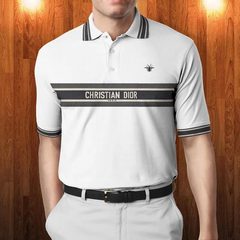 Christian Dior White Polo Shirt Premium Luxury Brand Clothing Outfit For Men Golf Tennis Outfit