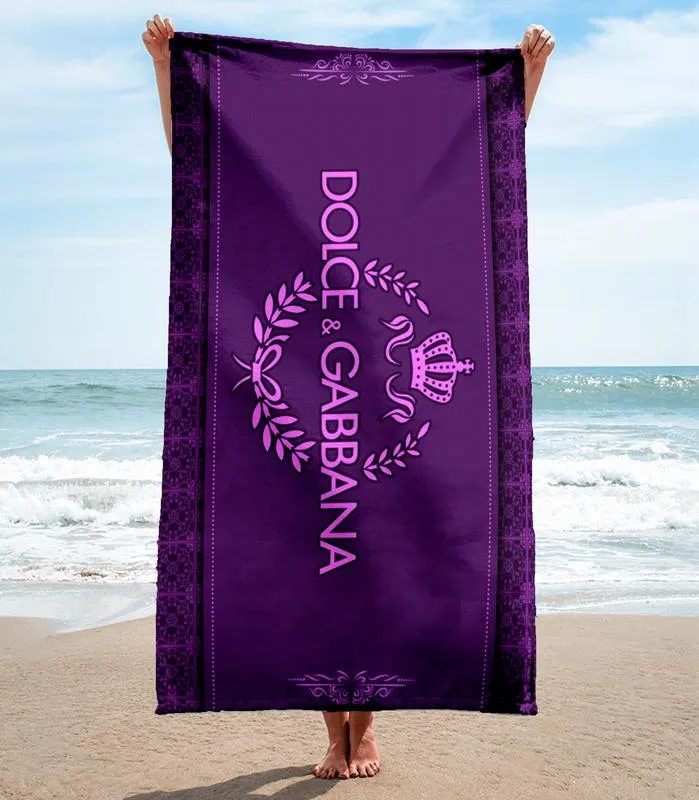 Dolce & Gabbana Purple Premium Beach Towel Luxury Brand For Summer Swimming Shower Sunshine
