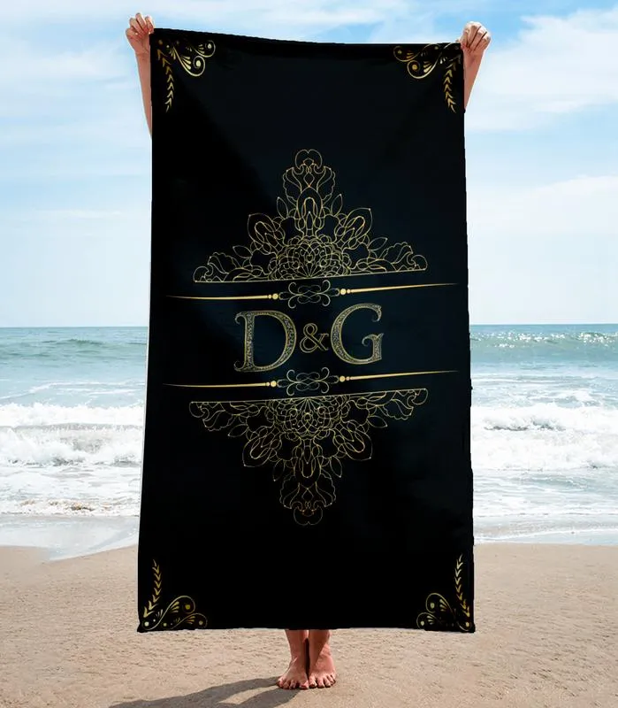 Dolce & Gabbana Black Premium Beach Towel Luxury Brand For Summer Swimming Shower Sunshine