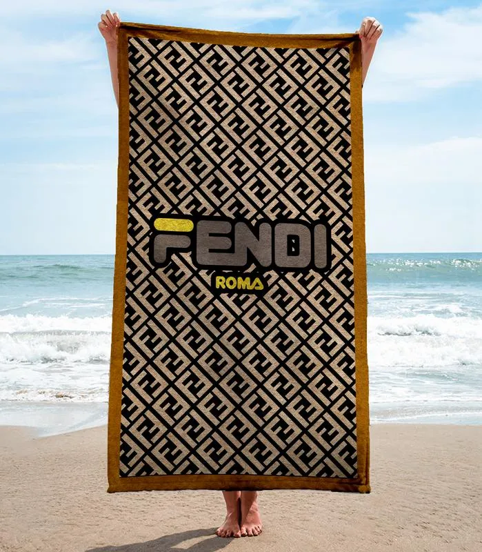 Fendi Roma Premium Beach Towel Luxury Brand For Summer Swimming Shower Sunshine