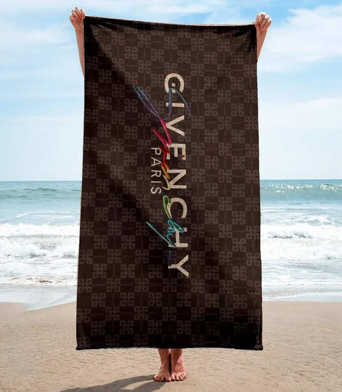 Givenchy Paris Brown Premium Beach Towel Luxury Brand For Summer Swimming Shower Sunshine