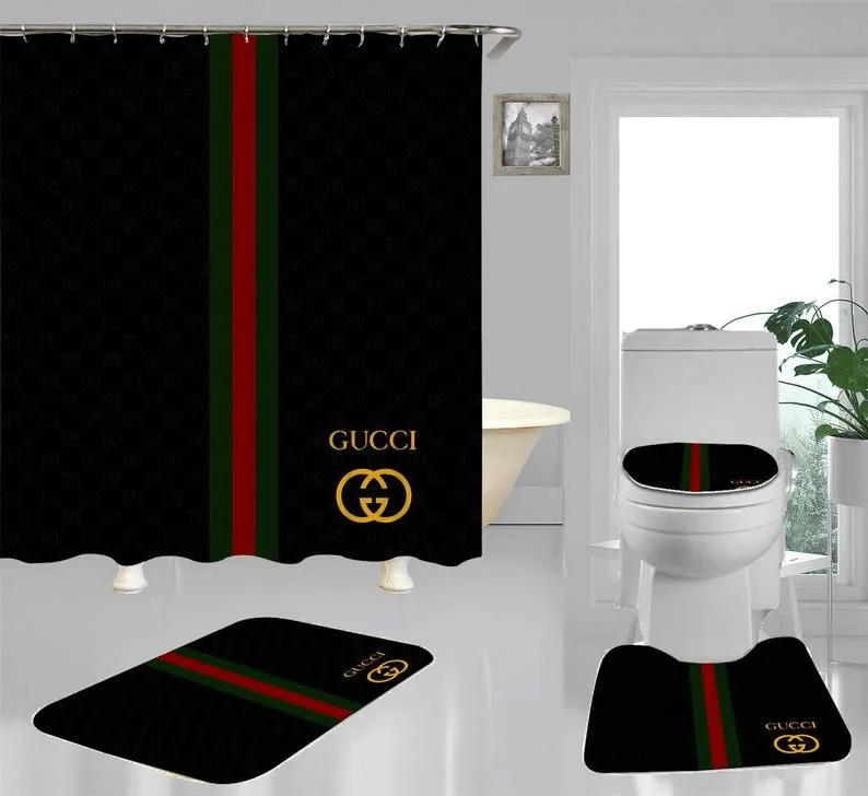 Gucci Black Luxury Brand Fashion Premium Bathroom Set Home Decor