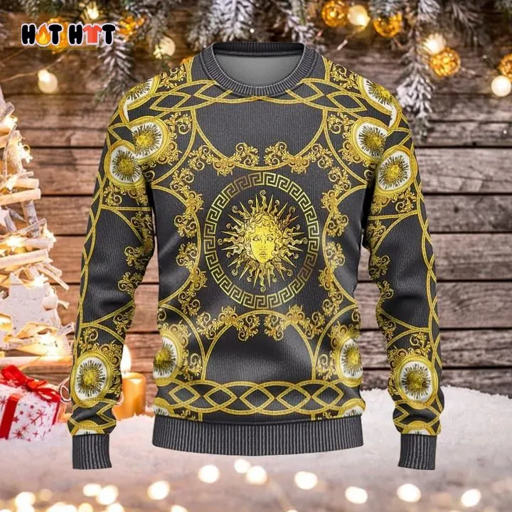Gianni Versace Golden Pattern Black Sweatshirt Luxury Brand Clothing Clothes Outfit For Women