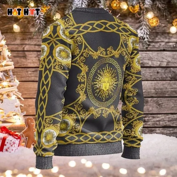 Gianni Versace Golden Pattern Black Sweatshirt Luxury Brand Clothing Clothes Outfit For Women
