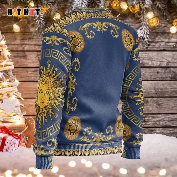 Gianni Versace Golden Pattern Blue Sweatshirt Luxury Brand Clothing Clothes Outfit For Women