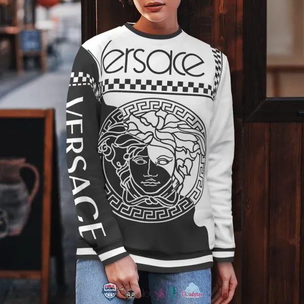 Gianni Versace Medusa Black White Sweatshirt Luxury Brand Clothing Clothes Outfit For Women