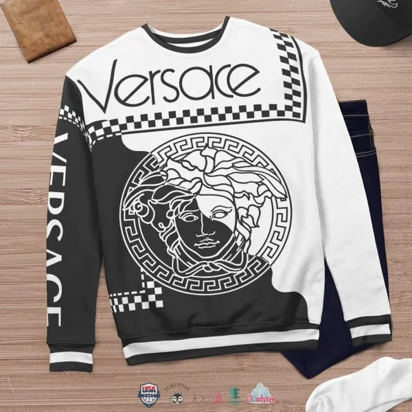 Gianni Versace Medusa Black White Sweatshirt Luxury Brand Clothing Clothes Outfit For Women