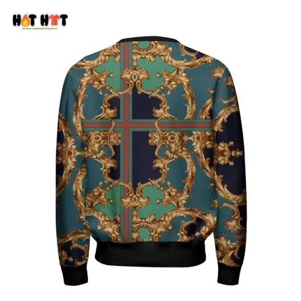 Gianni Versace Golden Pattern Green Sweatshirt Luxury Brand Clothing Clothes Outfit For Women