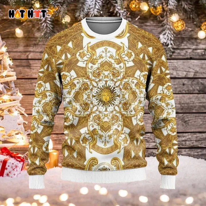 Gianni Versace Golden Pattern White Sweatshirt Luxury Brand Clothing Clothes Outfit For Women