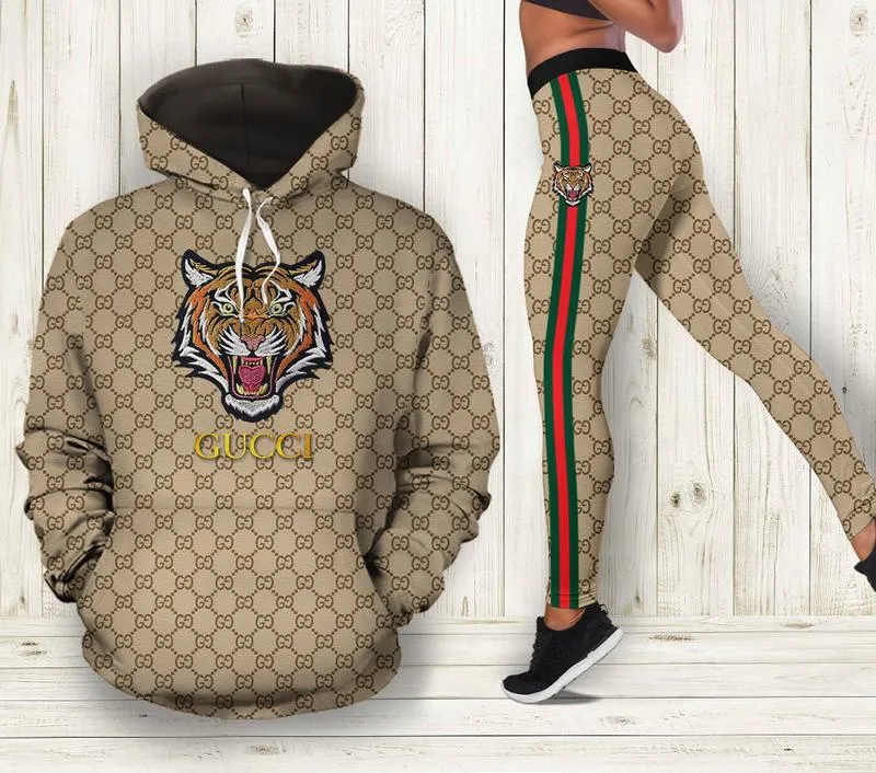 Gucci Tiger Hoodie Leggings Set Luxury Brand Clothing Clothes Outfit For Women