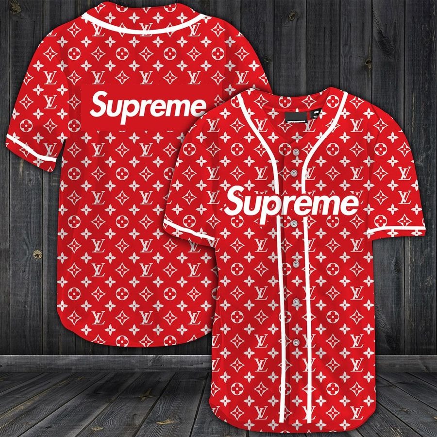 Buy louis vuitton supreme baseball jersey shirt lv luxury clothing clothes sport for men women 131 mte