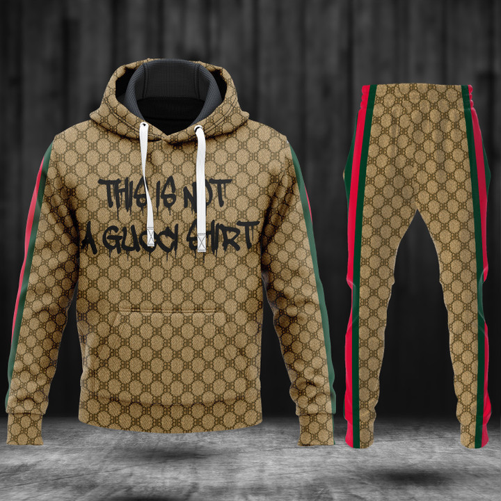 This is not a gucci shirt brown hoodie long pants 111