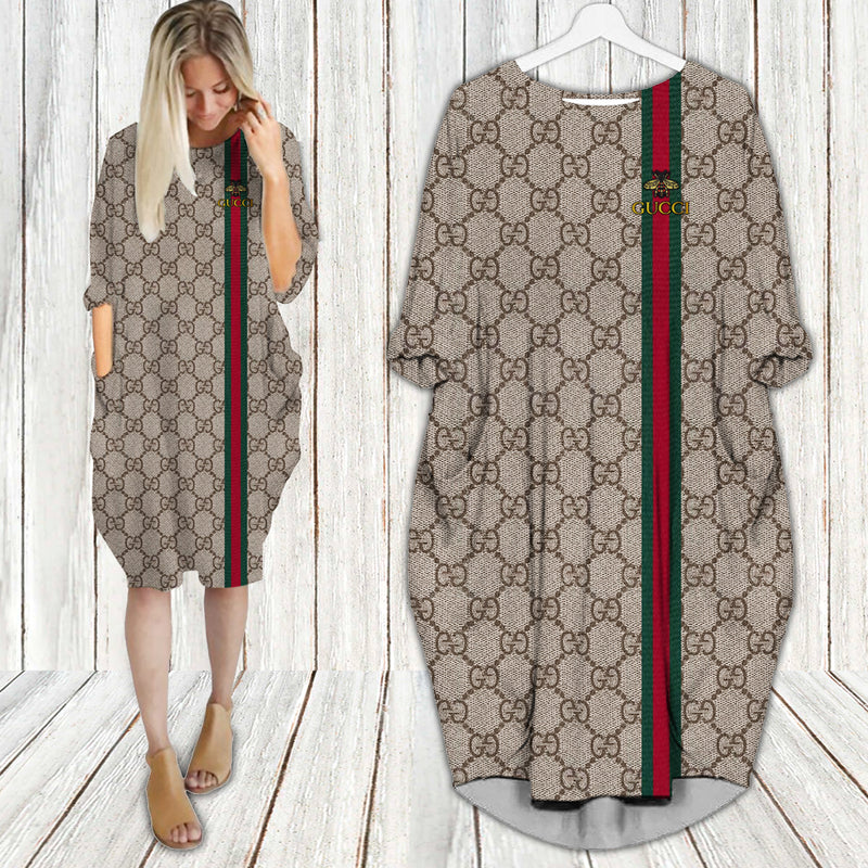 
gucci bee batwing pocket dress luxury brand clothing clothes outfit for women hot 2023
