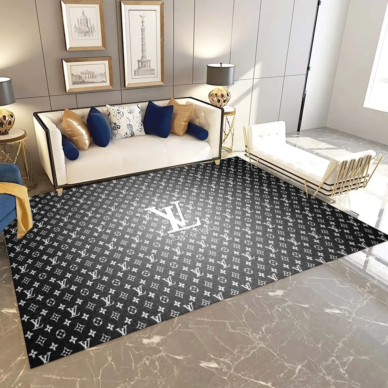 
                louis vuitton black limited luxury brand fashion rug carpet home decor
            