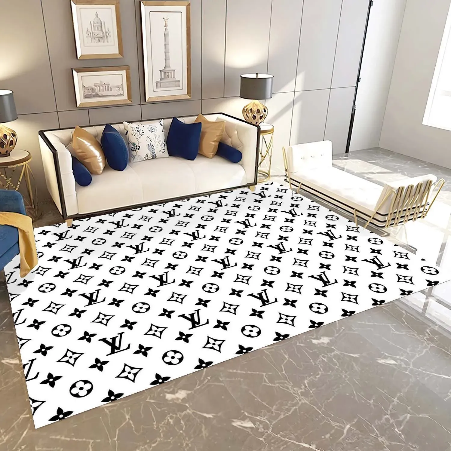 
                louis vuitton white fashion limited luxury brand rug carpet home decor
            