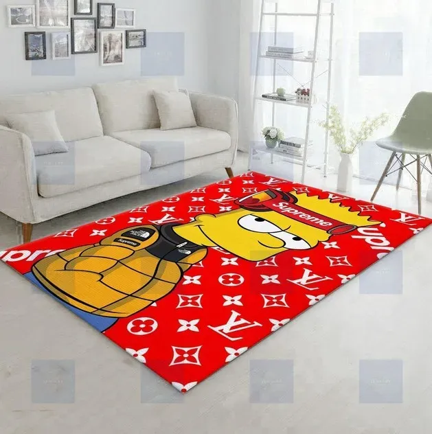 
                louis vuitton supreme bart simpson fashion limited luxury brand rug carpet home decor
            