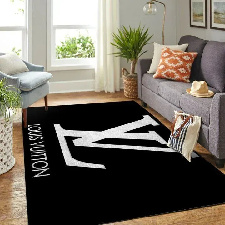 
                louis vuitton black fashion limited luxury brand rug carpet home decor
            