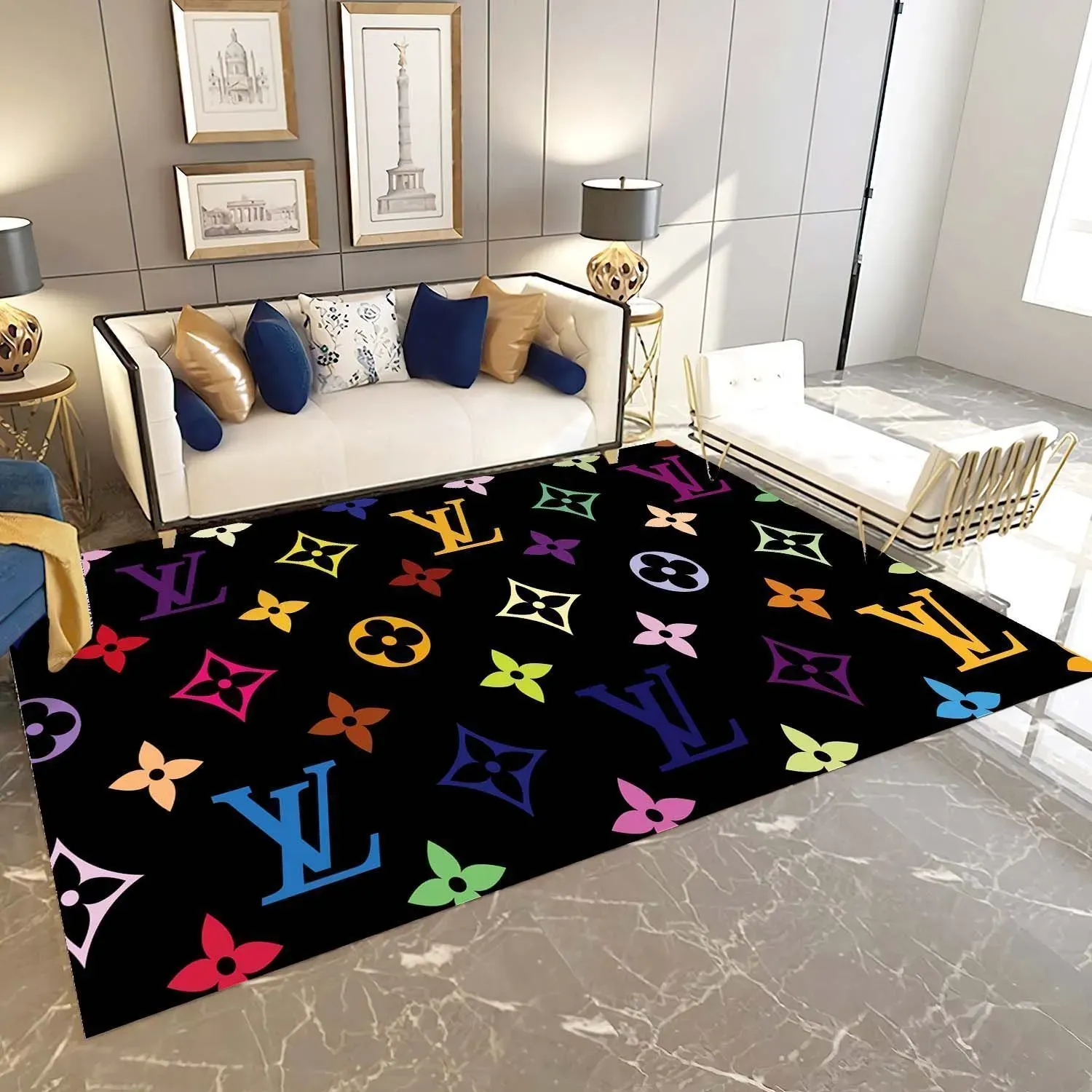 
                louis vuitton colorful fashion limited luxury brand rug carpet home decor
            