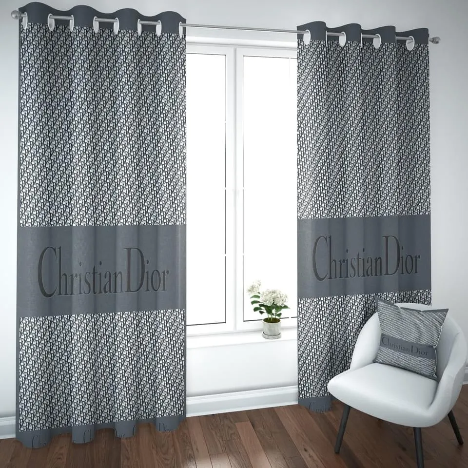 
                christian dior grey window curtain luxury curtain for child bedroom living room home decoration
            