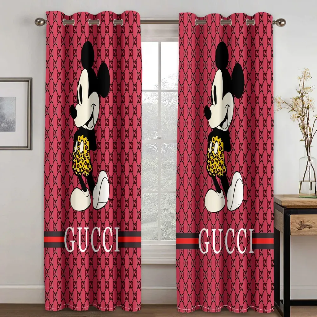 
                gucci mickey red window curtain luxury curtain for child bedroom living room home decoration
            