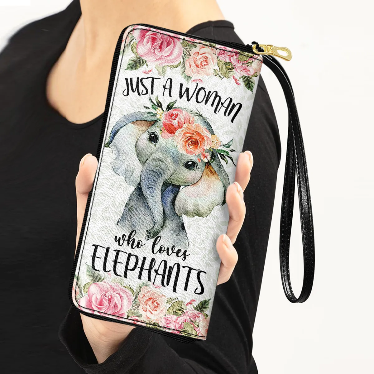 Elephant With Flower Just A Woman Who Loves Elephants Women Purse Accessories For Beauty