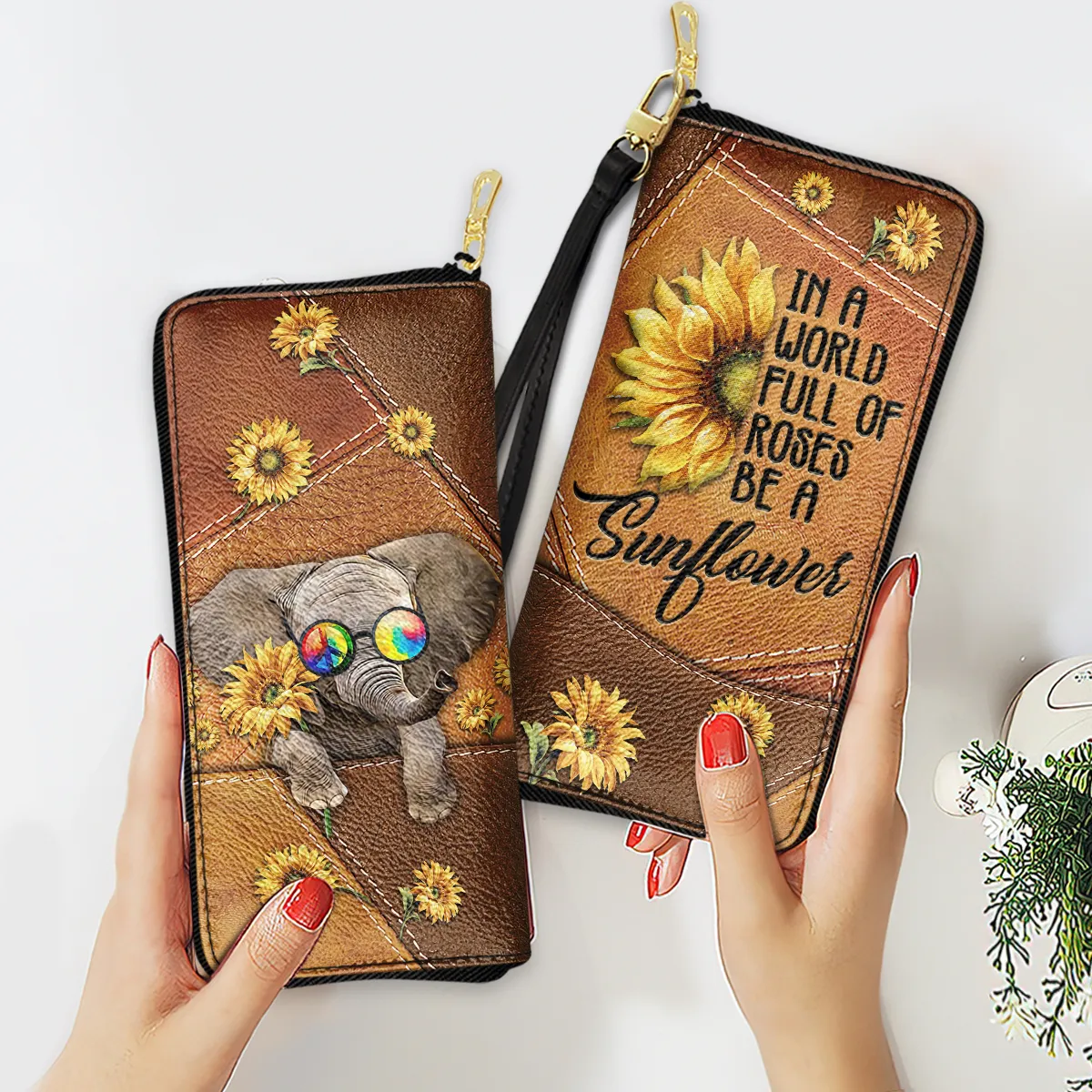 Elephant Be Kind With Sunflower Elephant Women Purse Accessories For Beauty
