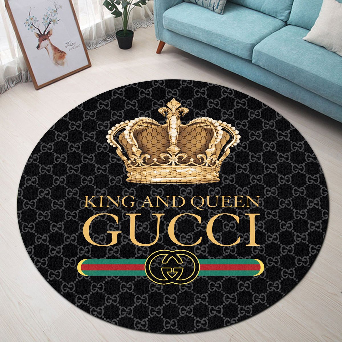 King and queen luxury set round carpet rug