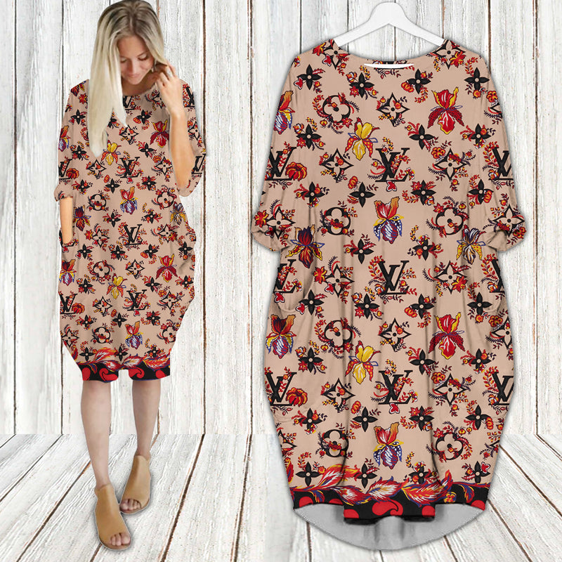 Louis vuitton batwing pocket dress lv luxury brand clothing clothes outfit for women 87 bwdl