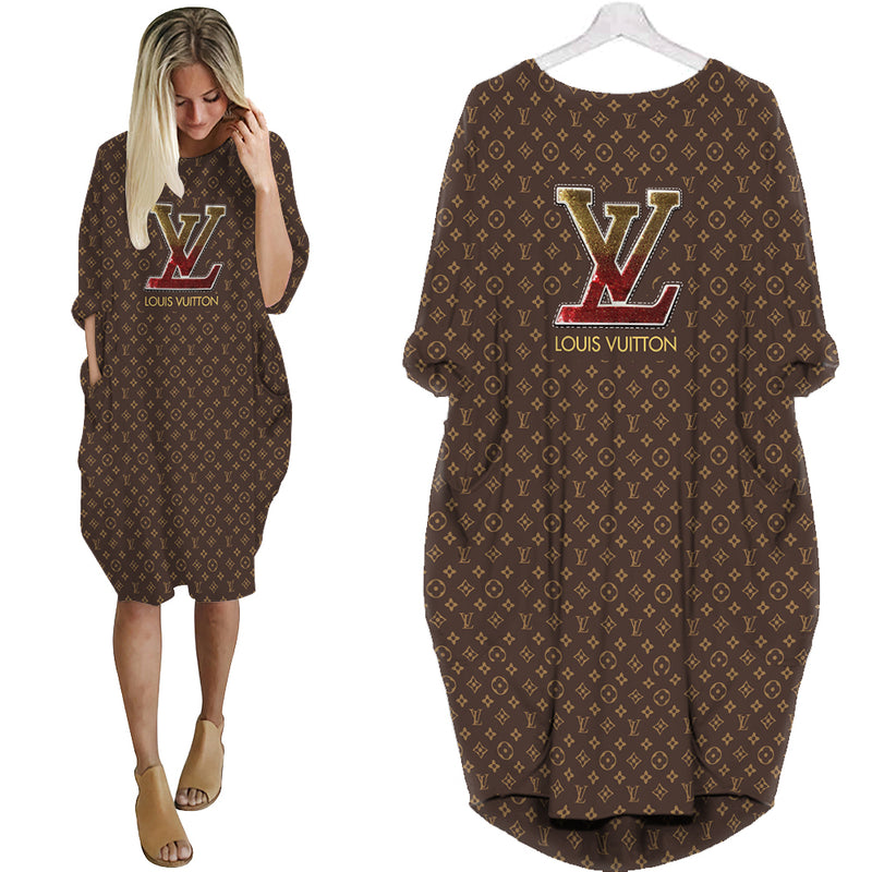 Louis vuitton monogram batwing pocket dress lv luxury brand clothing clothes outfit for women 170 bwdl