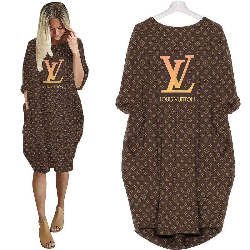 Louis vuitton monogram batwing pocket dress lv luxury brand clothing clothes outfit for women 208 bwdl
