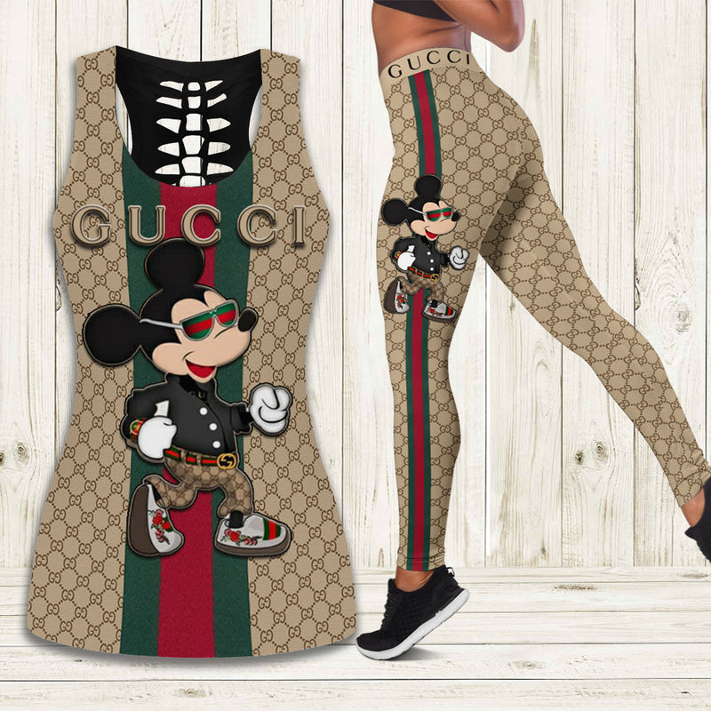 Gucci mickey mouse tank top leggings luxury brand clothing clothes outfit gym for women disney gifts 108 htls