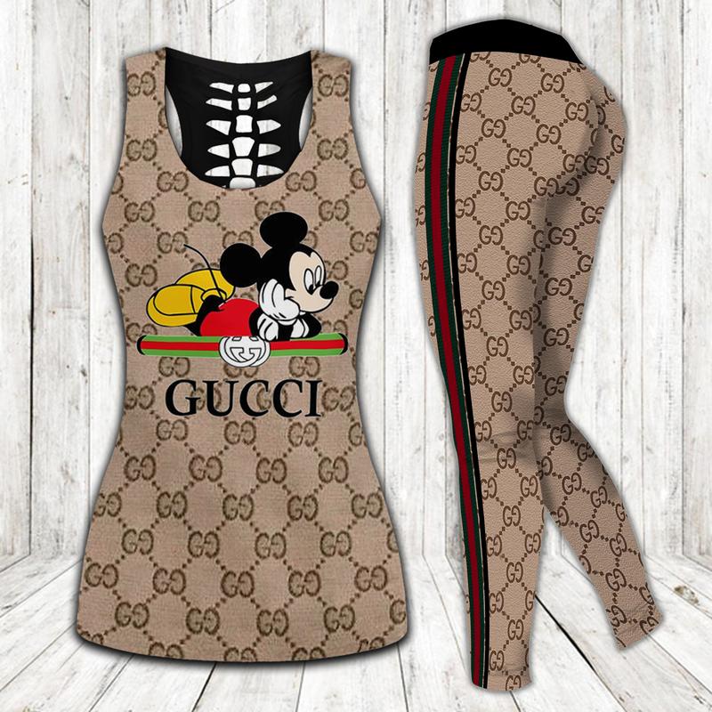 Gucci mickey mouse tank top leggings luxury brand clothing clothes outfit gym for women disney gifts 138 htls