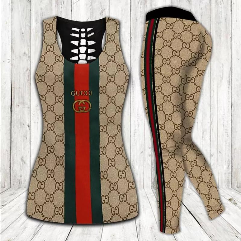 Gucci stripe tank top leggings luxury brand clothing clothes outfit gym for women 145 htls