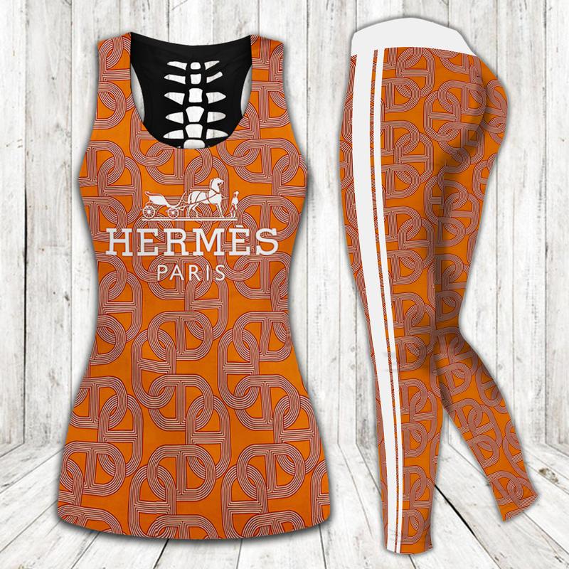 Hermes tank top leggings luxury brand clothing clothes outfit gym for women 112 htls