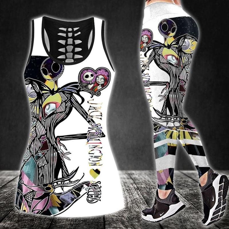 Jack skellington sally tank top leggings clothing clothes outfit gym for women disney gifts 97 htls