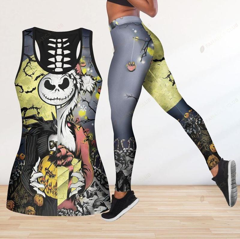 Jack skellington tank top leggings sport clothing clothes outfit gym for women disney gifts 64 htls