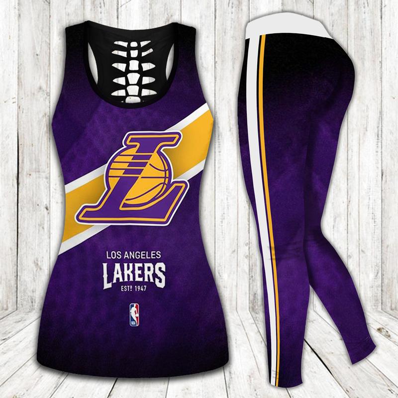 Los angeles lakers nba tank top leggings sport clothing clothes outfit gym for women 45 htls