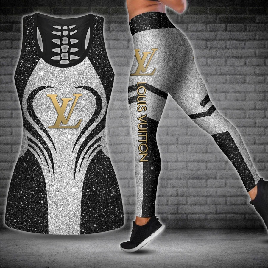 Louis vuitton black tank top leggings lv luxury clothing clothes outfit gym for women 82 htls