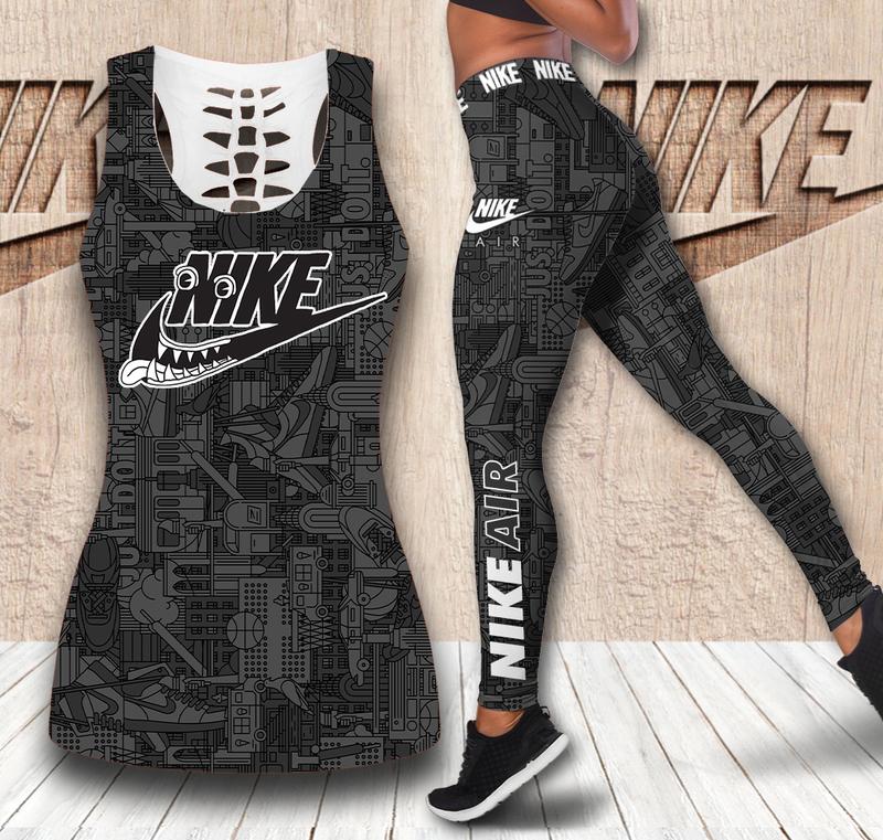 Nike grey tank top leggings sport clothing clothes outfit gym for women 73 htls