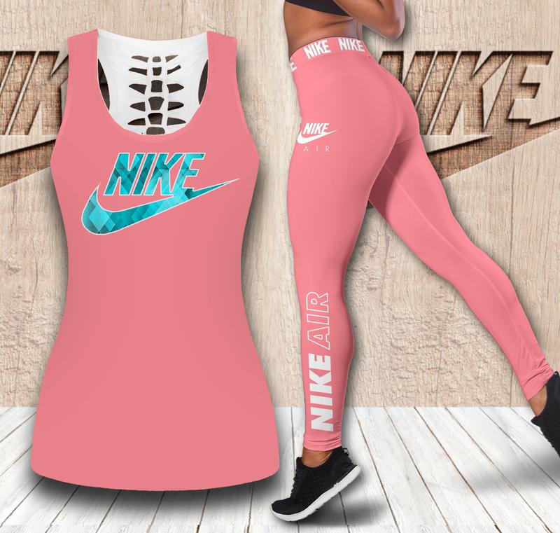 Nike pink tank top leggings sport clothing clothes outfit gym for women 72 htls